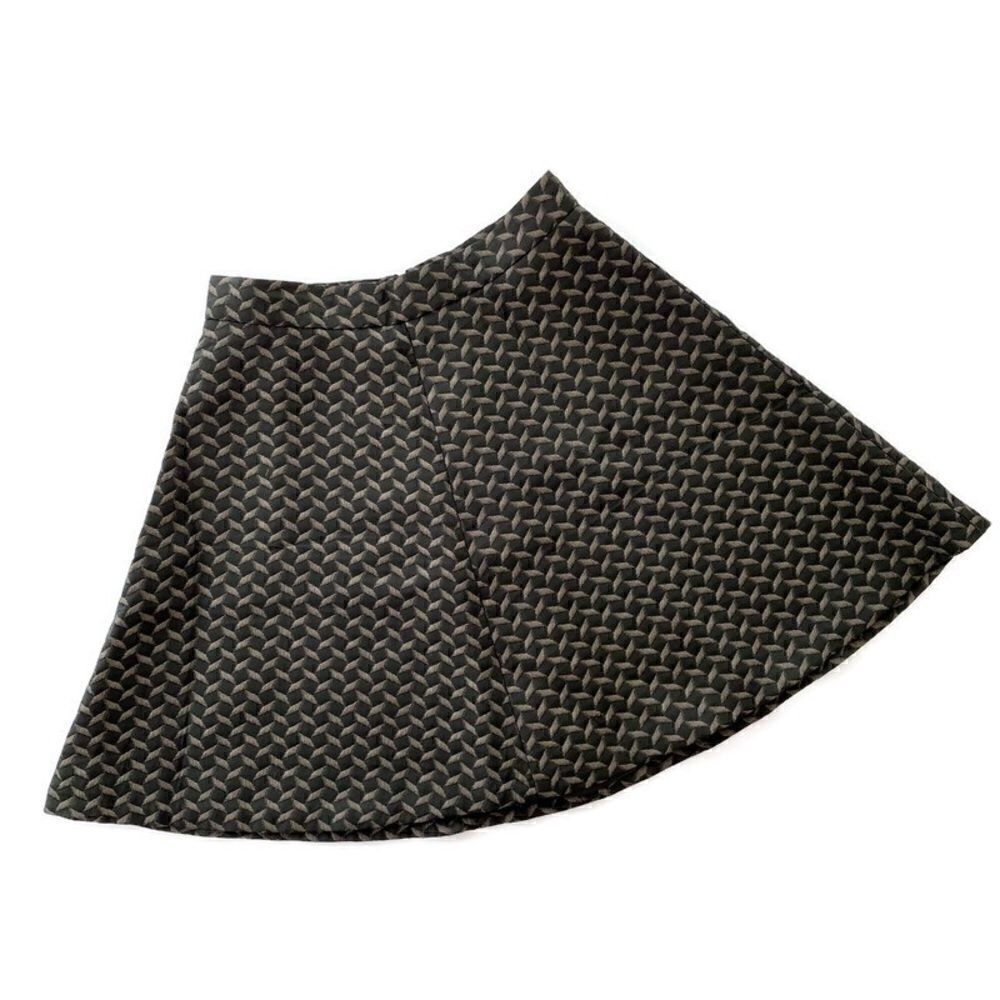 Halogen Nordstrom Brocade Skater Mini Skirt Black & Brown Pattern 4